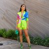 The Sang Gadonna (Lime Multi Blazer Short Set) | Sets