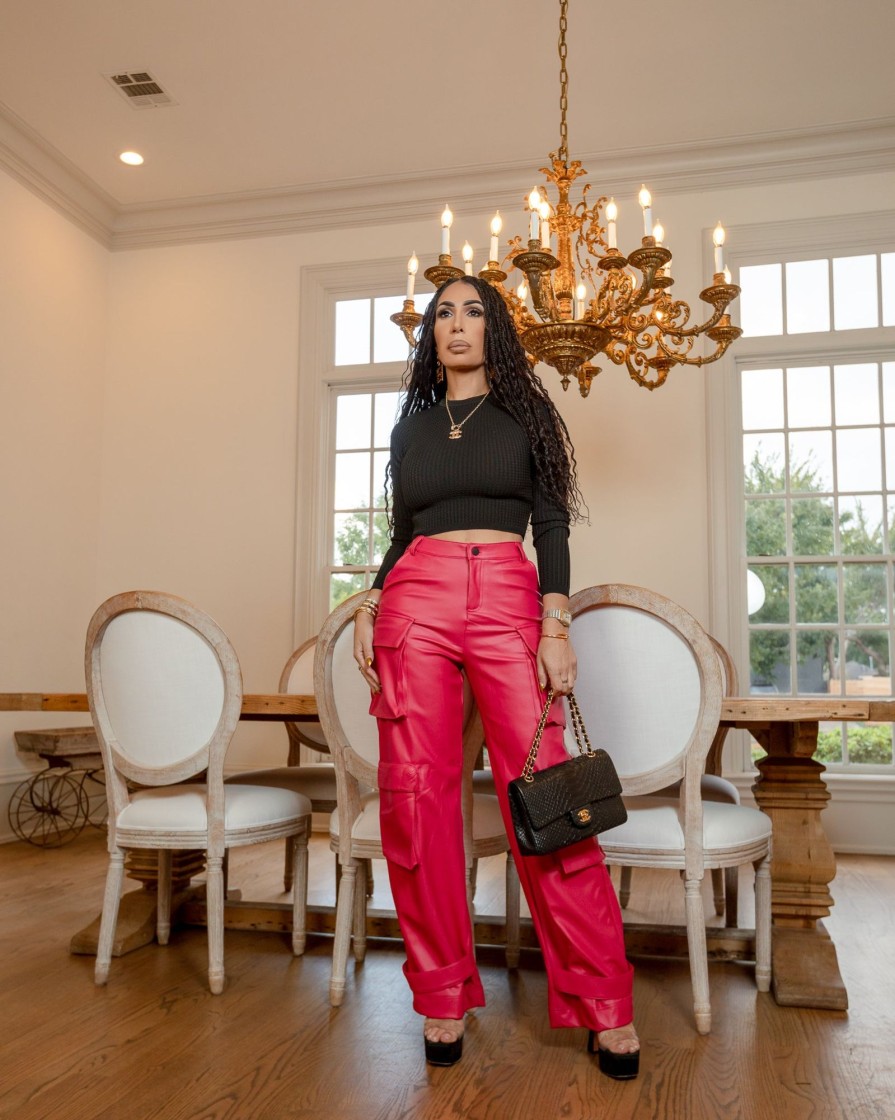 La Bijou Aluma (Magenta Leather Cargo Pants) All Sale Items Are A Final Sale | Sale