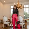 La Bijou Aluma (Magenta Leather Cargo Pants) All Sale Items Are A Final Sale | Bottoms