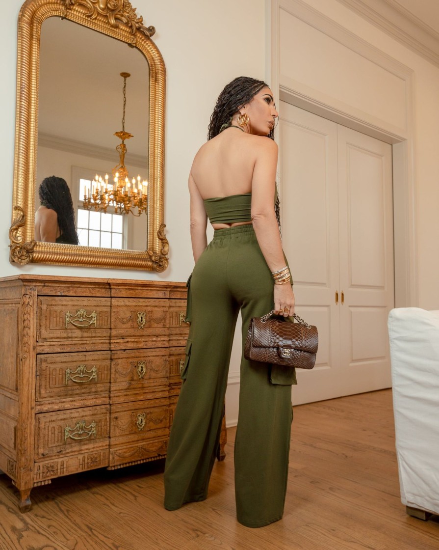 LaBijou Ajay (Olive Green Cargo Bottoms Set) | Sets