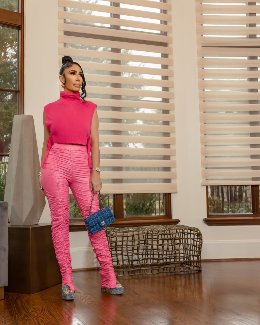 La Bijou Yvette (Pink Faux Leather Leggings) | Bottoms