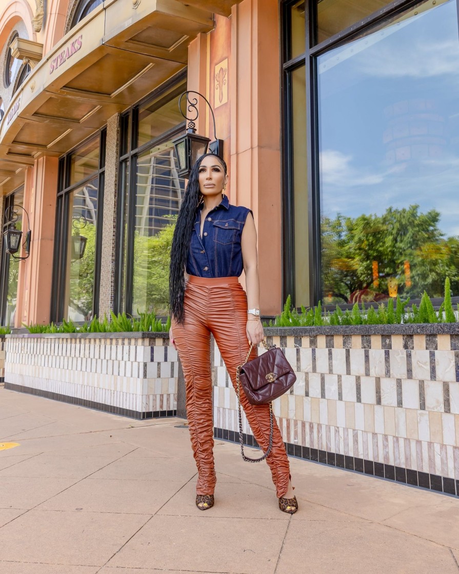 La Bijou Yvette (Rust Faux Leather Leggings) | Bottoms